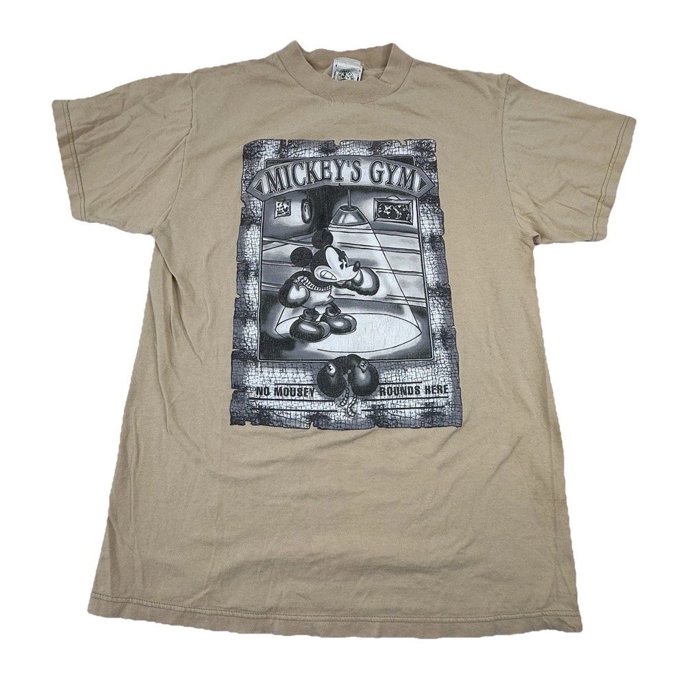 VTG Mickey's Gym Black & White Poster T-Shirt Mens Medium Mickey & Co Tultex